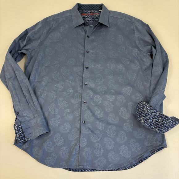 Robert Graham HAYSTACK Blue Paisley Classic Fit Button Up Long Sleeve Men’s L - Picture 1 of 16